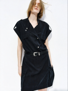 MO&Co. | Silk Washed Matte Displaced Placket Summer Dress