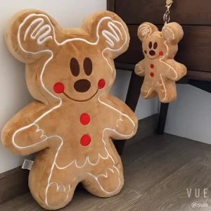Christmas cartoon Mickey gingerbread man stuffed plush toy doll soft and cute pillow cushion for childrens Christmas gift