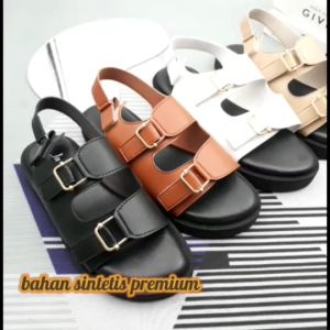 JANITRA OFFICIAL SHOP / Wifela Sandal Wanita Ban Dua Strap Tali Prepet Sintetis Mewah Empuk Elegan