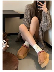 Tatrzanska Snow Boots Slippers Womens Winter New Thick Bottom Half Slippers Sheepskin Leather Fur Integrated Head Ethnic Style