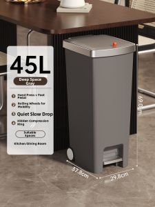 MMZECE | Tall Pedal Trash Bin Large Capacity Lid Equipped