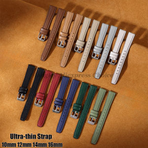 Genuine Leather + Silicone Watch Strap Ultra-thin Small Wristbelt 10mm 12mm 14mm 16mm for DW for Lolarose Women Slim Watch Bands