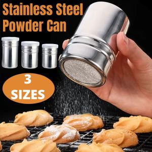 Stainless Steel Powder Sprinkler Kithen Powder Distributor with Dense Hole Cocoa Cinnamon Sugar Gauze Mesh Jar Seasoning Bottles