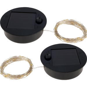 2Pcs Solar Lantern Light String Replacement Solar Panels with 30 LED String Light LED Solar Panel Lantern Lid Round Solar Light