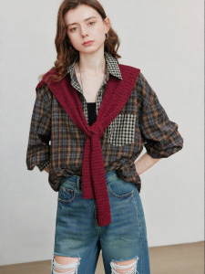 Toyouth | Áo Dài Tay In Hình Carô & Sọc Đan Nối