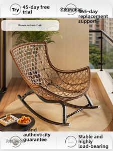 ZHUSHANXIA | Rattan Rocking Chair Sleep and Sit Dual-purpose