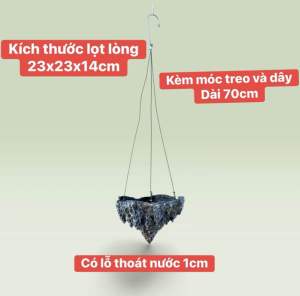 Đảo bay treo gió Kích thước 23x23x14cm kèm móc treo 70cm có lỗ thoát nước 1cm