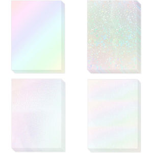 A4 20 Sheets -4 Styles Holographic Cold Laminating Film Clear Self-Adhesive Vinyl Sticker 8.3x11.7 In Waterproof Laminate Sheets