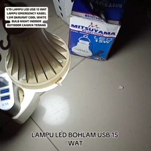 V79 LAMPU LED BOHLAM USB 15 WAT 15W EMERGENCY KABEL USB 1.5M EMERGENCI DARURAT COOL WHITE LUMEN CAH