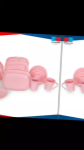 ROUND  SQUARE and RECTANGULAR  PLATE REUSABLE  Wave design plastic dinner plates w/cups PINK COLOR.