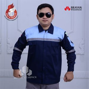 Baju Wearpack Safety Lengan Panjang Dongker Kombinasi Tosca