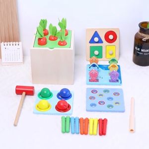 5 in 1 Sensory Montessori Toys Wooden Educational Toys for Kids for 2 years old sensory toys fine motor skills toys toddlers Birthday Gift for Boy