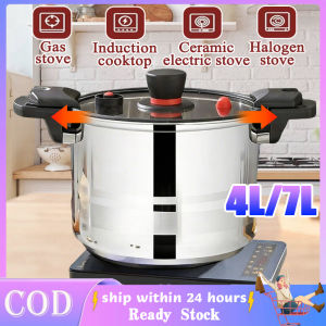 Micro Pressure Cooker Heavy Duty Multi-Functional Pressure Cooker Stew Pot 4L/7L Stainless Steel Non-Stick Pan Cookware Pot Kitchen Large Capacity Low Pressure Pot Energysaving Cooking Utensils For Various Stoves