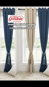 Goodnite Thermal Insulated Premium Curtain- 80% Blackout 40% Soundproof (Beige/ Grey/ Navy)