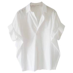 Korean Style Loose Batwing Sleeve White Shirt for Women Summer Casual Plain Blouse Top