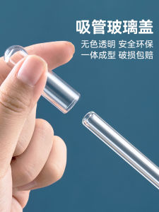 Universal Non-Durable Large Caliber Borosilicate Glass Straw Dustproof Cap Protective Cover Accessory for Drinking Straws