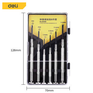 Deli 6ชิ้น ไขควงซ่อมนาฬิกา ณ กระบวนการผู้ใช้งานชิ้นงานขนาดสม่ำเสมอ ไขควงซ่อมแว่นตา สำหรับบรรสทับหรือการผ่าตัด Screwdriver