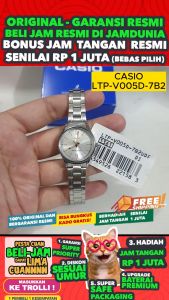 CASIO ORIGINAL - CASIO LTP-V005D-7B2 - WOMEN - Stainless - Silver Motif Putih - Jam dunia JD19ST