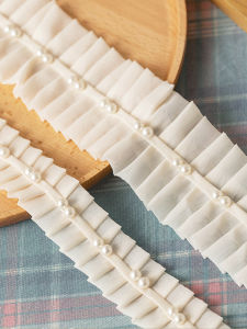 2 Meter Long Lace Trim Sleeve Cuff Collar Ruffle Chiffon Pearl Ogees Fabric Accessories for Sewing DIY Home Textile Crafts