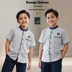 Tabina Atasan & Setelan Kemeja Koko Lengan Pendek Anak Laki Laki Seri Salman usia 2 hingga 16 tahun