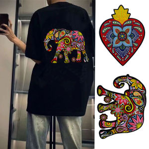 1 Piece Embroidered Heart Elephant Shape Design Patch Cute Sew On Patch for Clothing Jeans Jacket Decoration