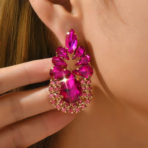 Fashion Teardrop Decor Dangle Drop Earrings For Women Trend Luxury Design Shiny Glass Unusual Wedding Party Jewelry Accessories