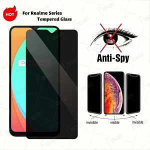 Anti-Spy Protecting Privacy Tempered Glass For Realme Note 50 60 13 11X 11 10 3 5 6 7 8 8i 9 9i Pro 5i 6i 7i C55 C67 C75 C53 C51 C33 C21Y C2 C3 C11 C12 C15 C21 C25 C25S C25Y C31 C35 C17 C65 XT Realme Neo 3 3T GT 2 3 7 Pro Master X7 X50 Screen Protector