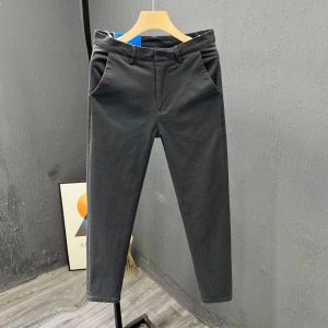 Mens Slim Fit Casual Cotton Pants Nine Points Small Foot Spring Autumn Fashion Comfortable Business Leisure Trousers