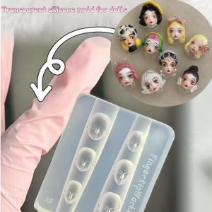 DIY Cute Small Doll Face Shaped Manicure Patterns Mould Handmade Women Nail Decoration Silicone Mold Nail Art Template Tool
