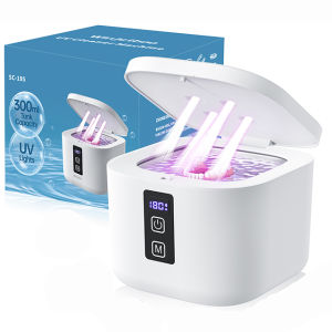 Dental Ultrasonic Retainer 300ML Cleaner Machine with UV Light Digital Timer for Denture Mouth Guard Aligner Night Guard