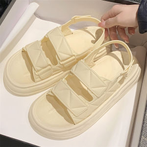 Fashionable Flat Bottom Sandals Womens Summer Casual Versatile Slip-On Anti-Slip Soft Thick Heel Roman Shoes Comfortable Sensation