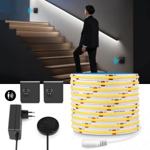 Không Dây Cảm Biến Chuyển Động PIR Dây Đèn LED Ánh Sáng 10M/5M/3M 24V COB Băng Đèn Ngủ Cho Cầu Thang Phòng Ngủ Hành Lang Đầu Thu RF Đi Kèm