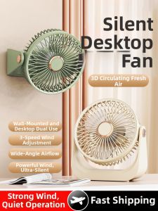 Portable Desktop Mini Fan Ultra Quiet Wall Mounted Powerful USB Charging Office Fan Strong Wind Student Dormitory Bed Office