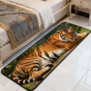 VIKAMA 3D Wild Tiger Jungle Print Long Carpet Non Slip Quick Dry Floor Rug For Hallway Balcony Wildlife Leisure Decor