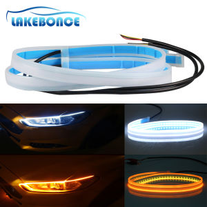 2PCS LED Daytime Running Light 30/45/60cm 12V Car Headlight DRL Car LED Turn Signals White Cornering Lights and Yellow Turn Signals