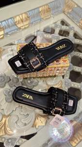 Sandal Selop Zara Flat Sabuk Cantik Rajut Tweet Sandal Wanita Terbaru Kode SM49