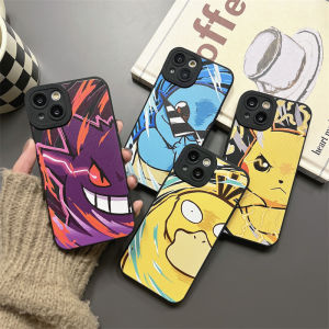 Cartoon Pokemon Duck Phone Case for  14Plus 12ProMax Silicone Soft 15 Anti-Fall Men 16Max Pikachu Protective Cover 13Mini Ghost 11Turtle