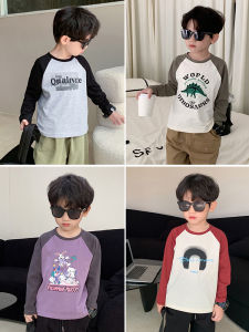 2023 New Pure Cotton Baby Childrens T-shirt Long Sleeve Boys Tops Spring and Autumn Korean Style Children Raglan Sleeve T-shirt