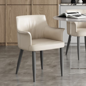 Italian Style Home Dining Table Chairs Luxury Hotel Sofa Back Chair Soft Padded Casual Designer Chairs Rotatable Metal Chairs