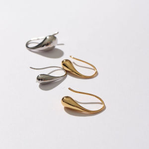 WEARRING Gold Plated Brass Tear Drop Earrings Simple Elegant Daily Versatile Fashionable Small Size High End Jewelry Accessories