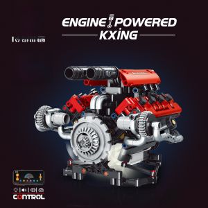 V8 Engine Model Building Blocks Electric 4-Cylinder Car Engine Assembly Toy Display Children Boys Gift Educational Toy Blocks