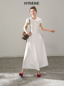HTMEME | Original White Short Sleeve Sweet Doll Collar Long Dress Bubble Sleeves