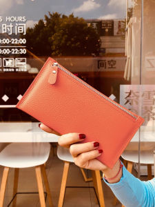 Ladies Long Genuine Leather Wallet Portable High Aesthetic Value Handbag Card Holder Easy Carry Bifold Purse Spring 2025