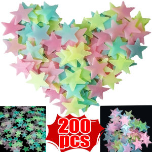 200/50Pcs Glow in The Dark Stars Wall Stickers 3D Fluorescent Adhesive Luminous Murals for Kids Baby Room Bedroom Ceiling Home Decorations