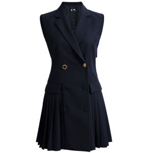 Autumn Fashionable Waistcoat Dress Wool Short Pleated Skirt