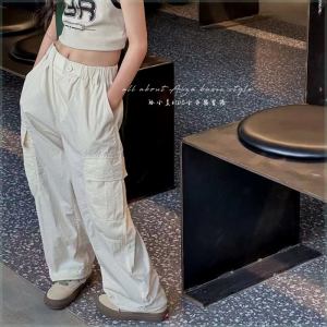 Girls Thin Quick Dry Casual Sports Pants Childrens Workwear Trousers Summer Fashionable Korean Style Long Cotton Elastic Waistband