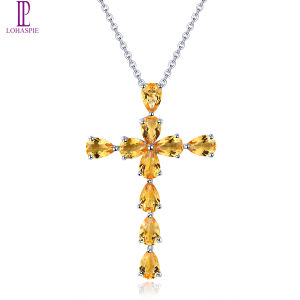 Lohaspie เครื่องประดับจริง 4 กะรัตจี้ 925 เงินสเตอร์ ลิงจี้ สีเหลือง มะนาวธรรมชาติ ทรงลูกแพร์ สีเหลือง มะนาวพลอย ให้ผู้หญิงจี้ อัญมณี เงิน 925