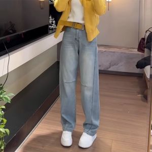 Spring 2025 Womens High Waist Wide Leg Jeans Loose Slimming Bootcut Pants Casual Washed Denim Fabric Comfortable plus Size