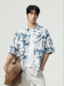 Jack Jones | Comfortable Casual Short Sleeve Loose Pointed Collar Letter Print Embroidery Shirt