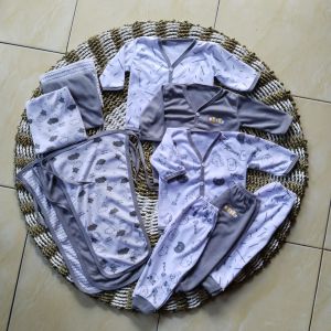 12 Pcs Baju Bayi Baru Lahir Seri Abu Abu Motif Terbaru